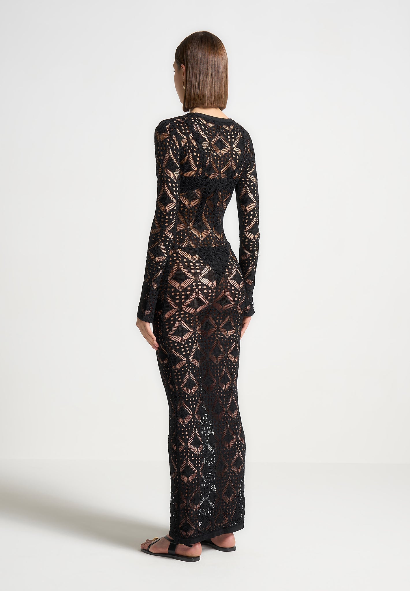 Knit Longline Cover Up Cardigan - Black