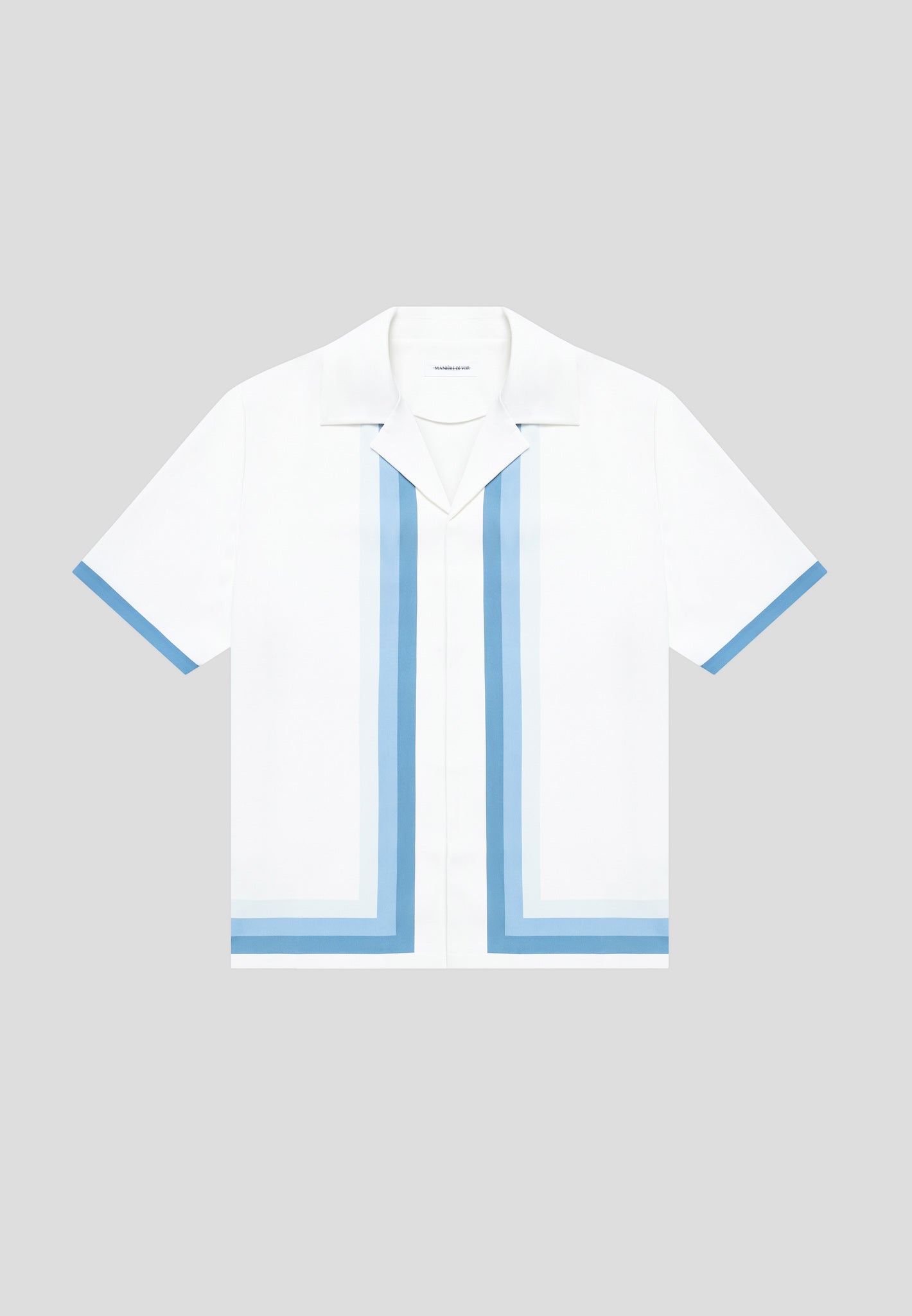Ombré Border Revere Shirt - White/Blue