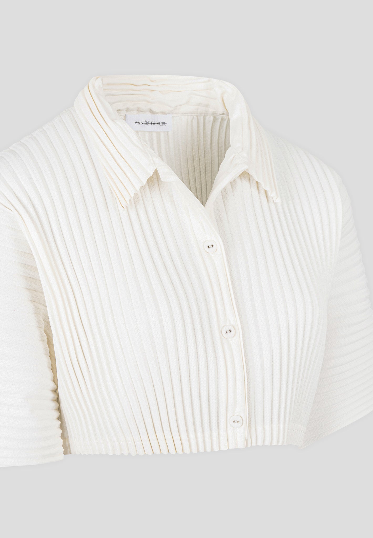 Pleated Cropped Shirt - Off White