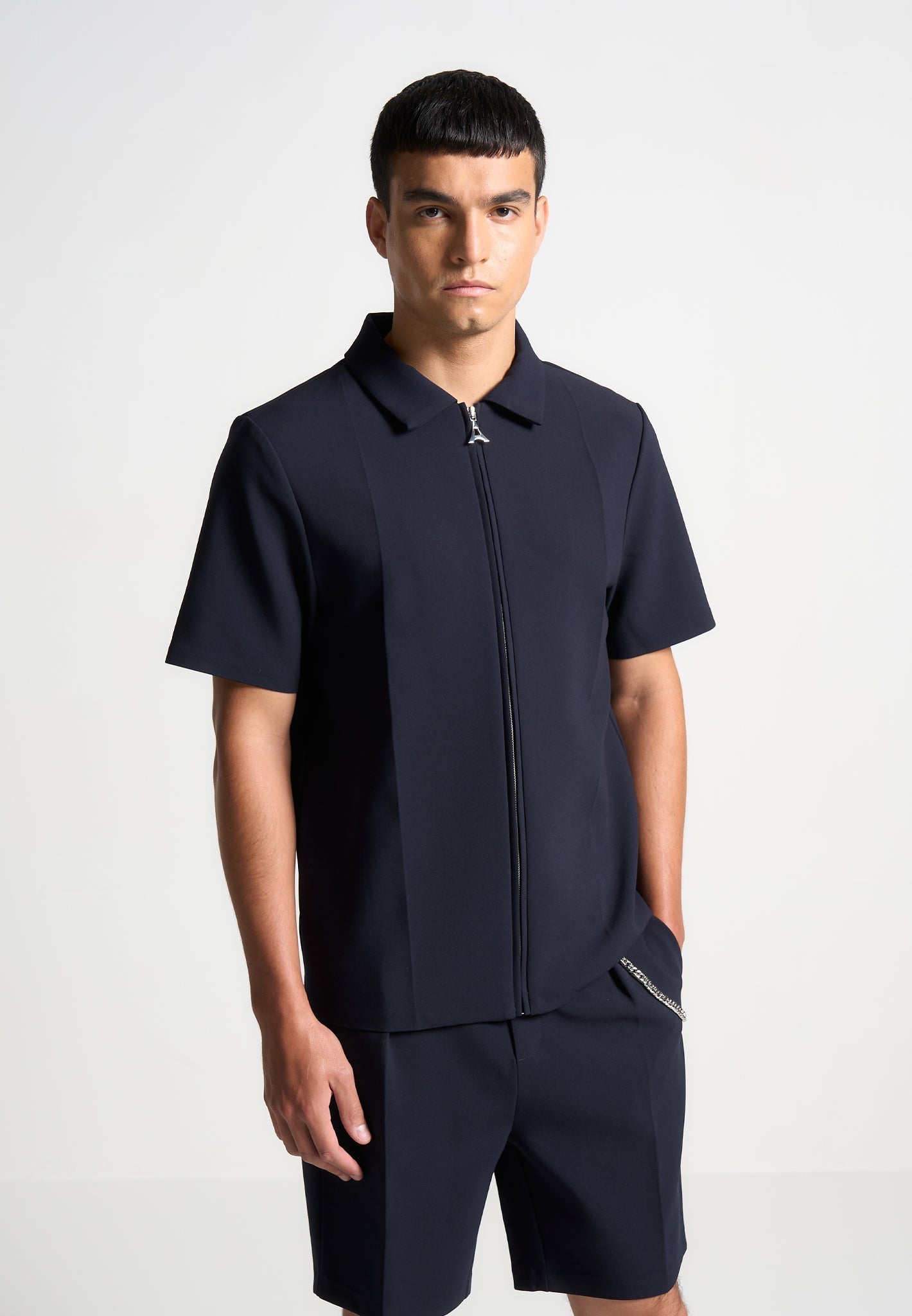 Tailored Shirt With Crease - Navy
