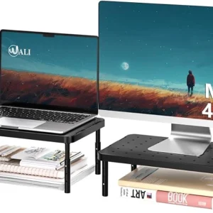 Adjustable Monitor Stand Riser with Under-Desk Storage – Black